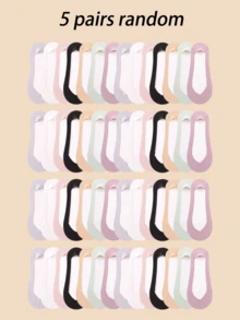 1/5/9/10/15/20/30 Pairs Summer Thin Non-Slip Breathable Ice Silk Pointed Toe Striped Invisible Boat Socks, Can Be Randomly Sent - Multicolor - View 16