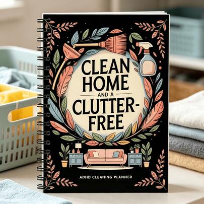 1pc ADHD Cleaning Planner Spiral Notebook, Decluttering Home Themed Family Management Journal, ADHD Low-Stress Cleaning Task Tracker, Ideal Gift For ADHD Adults, Home Organizers And Those In Need Of Simple Cleaning Schedules