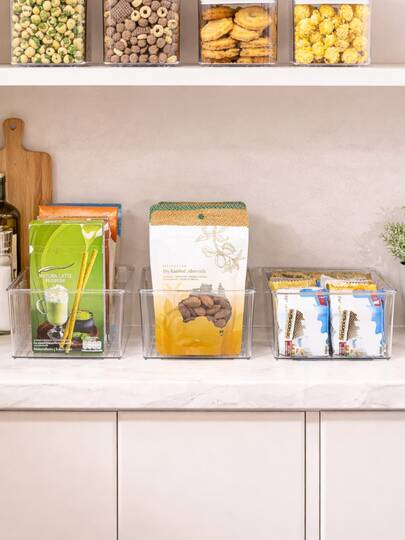 Transparenter Kühlschrankorganizer 2er Set – Praktischer Küchen Organizer mit Trennwänden, vielseitig als Kühlschrank Organizer Schublade für Kühlschrank, Gefrierschrank, Schrank und Arbeitsplatte, ideale Lebensmittel-Aufbewahrung