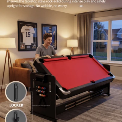 7 Ft 3-In-1 Multi-Game Table Air Hockey, Billiards & Ping Pong Combo With Powerful Airflow & Full Accessories For Game Room, Basement, Family Fun