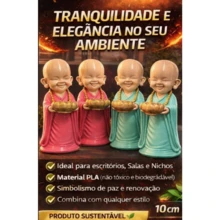 Monge Buda Flor de Lótus 3D 10cm Decoração Zen Casa - Rosa - Visão 3