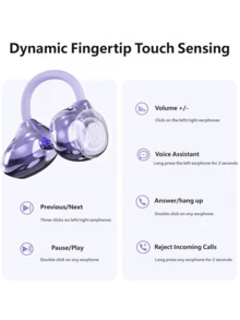 Monster Q13 Bluetooth Earphone Clip-on Bone Conduction Sports Music Game Earpods with Directional Sound Transmission HD Audio Long Standby Touch Control Wireless Headphones Original MonsterQ13 - 查看 10