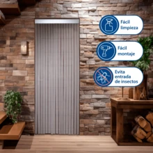 HOMYGO - PVC Door Curtain 90x210cm Anti-Insect | Indoor/Outdoor Use | Durable Aluminum Bar | Easy Installation | Various Colors - trans/negro - 查看 4
