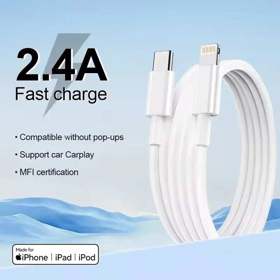 1-3条 6.6英尺 USB-C/USB 转 Lightning 快速充电数据线，兼容 PD 协议，兼容苹果 14/13/12/11 系列，适用于旅行、通勤、办公等多种场景。 - 白色 - 查看 1