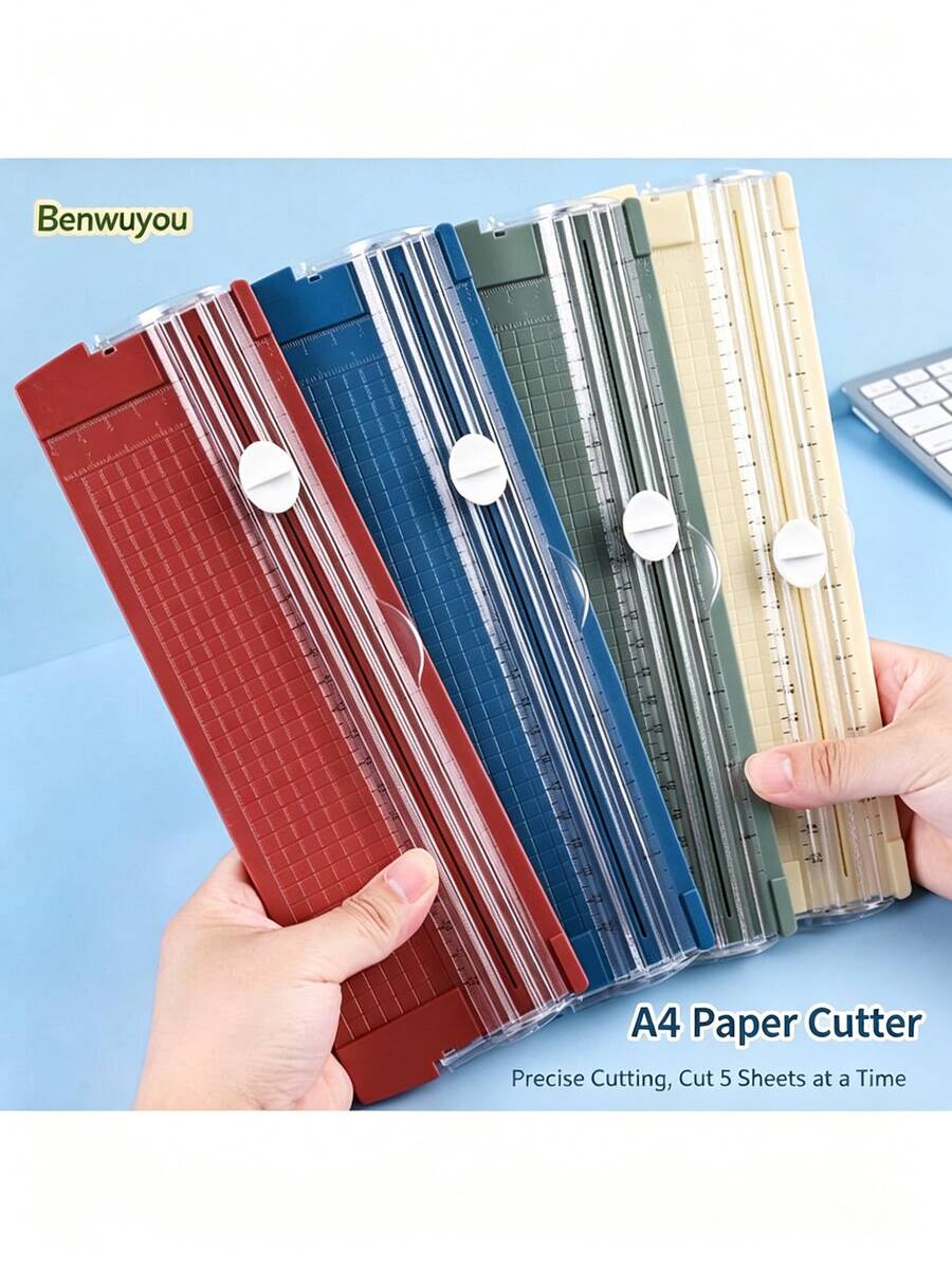 1 buah Pemotong Kertas A4 Portabel dengan Pisau Geser Satu Arah - Pegangan Ergonomis, Bahan PP Tahan Lama, Desain Mudah Memotong, Cocok untuk Manual, Penggunaan Kantor dan Rumah, Pemotong Kertas, Alat Kerajinan, Alat Modern, Konstruksi Kokoh, Penggemar Kerajinan - Sepotong Tunggal - View 1