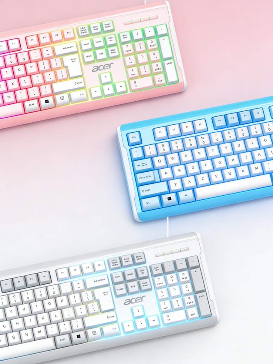 Acer OKB0A0 Quiet Wired Keyboard With Mechanical Touch, Membrane Design, Backlit, Suitable For Gaming, Office, Desktop & Laptop Use - View 1