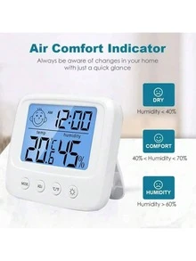 1pc New LCD Digital Thermometer Hygrometer, Baby Room Humidity Monitor, Backlit Indoor Electronic Temperature Humidity Meter Weather Station - White - View 3