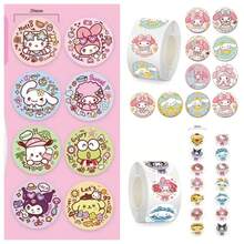 SANRIO 500张/卷 三丽鸥KT猫图案贴纸，可爱卡通圆形封口贴纸，略微防水，易撕，适合母亲节礼物、婚礼季、派对礼品、宾果游戏奖品、返校季、剪贴簿、礼品包装装饰（随机款式） - 彩色 - 查看 13