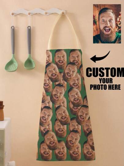 1pc Full-Body Customized Printed Apron, Personalized DIY All-Over Pattern, Multipurpose Home/Commercial Cooking Apron