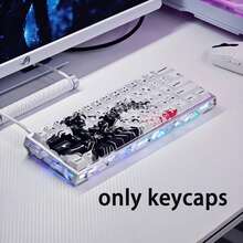 73键黑白冥王哈迪斯死神主题键帽，PBT材质，Cherry MX轴体，热升华工艺，适用于60/65/68键键盘布局，动漫风格 - 查看 4