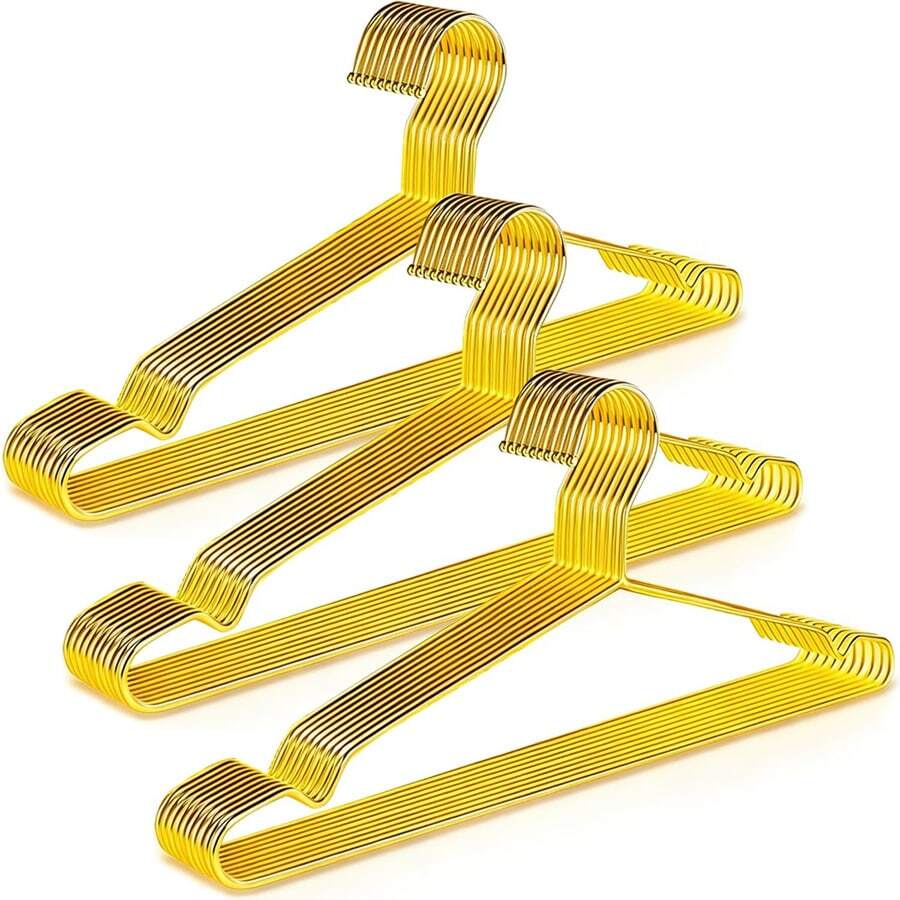 40 chiếc móc treo quần áo bằng thép không gỉ mạ vàng, móc treo dây kim loại chắc chắn, móc treo quần áo tiêu chuẩn, thích hợp sử dụng hàng ngày - 40.0cm, màu vàng và bạc.