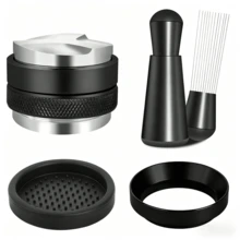 Bình rắc phấn bằng thép không gỉ 51mm/53mm/58mm kèm cọ quét cà phê, dụng cụ phân phối phấn có tay cầm - màu đen - Xem 9