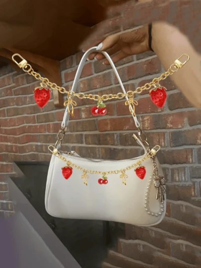 Women's Bag Charm, Bag Chain Charm, Strawberry Bag Decor Accessory, Cherry Decor Bag Chain Charm, Bag Strap Extension Chain Replacement, Extension Chain Decor Bag Strap Chain Charm, Handbag, Crossbody Bag, Shoulder Bag, Women's Shoulder Bag