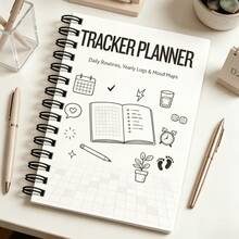 1本螺旋笔记本计划追踪器，集成日常作息、年度记录、情绪追踪生活管理日志，包含睡眠/体重/健康/步数/健身/情绪追踪功能，是习惯养成者、自我提升者以及任何需要追踪生活轨迹人士的理想礼物。 - A - 查看 4