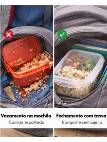 Set Of 10 Airtight Containers 800ml Click (5 Square, 5 Rectangular, Transparent) For Lunch Boxes - 查看 2