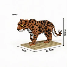 1024Pcs Zoo Theme Micro Mini Building Blocks, 3D Puzzle DIY Assembly Toy, Various Styles Available Including Giraffe, Lion And Tiger. Ideal For Collection Enthusiasts, Exercises Finger Dexterity And Patience. Perfect For Home & Room Decoration, Birthday Gifts And Daily Gift Giving - Multicolor - View 16