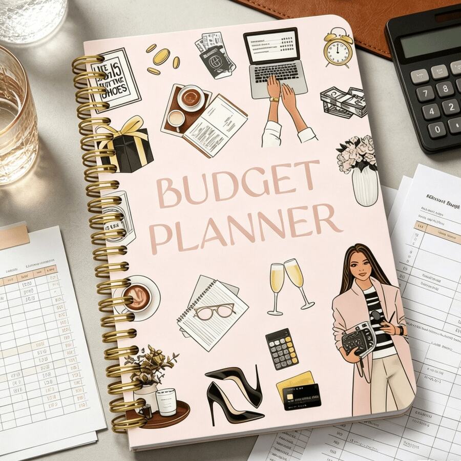 1 pieza Cuaderno de espiral de planificación presupuestaria de moda, manual de planificación financiera para mujeres, con encuadernación de espiral duradera e impresión de alta definición de diario de seguimiento presupuestario. Un regalo ideal para profesionales jóvenes, principiantes en finanzas personales y cualquiera que necesite gestión financiera. - A - Ver 1