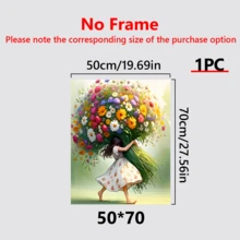 1 件，女孩手捧鲜花；适用于客厅、卧室和厨房的墙面装饰画；家居和办公室装饰；节日礼物；房间装饰的完美之选；墙面艺术、海报、带框帆布画（可选画框） - 鮮花 - 查看 17