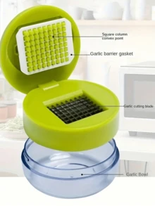 1 pieza Prensa manual de ajo y picadora mini con tabla de cortar fácil de limpiar, triturador de ajo, prensador de ajo, exprimidor de ajo, picador de ajo, molinillo de ajo manual, prensador de ajo de plástico y diente de ajo, rallador de especias - Multicolor - Ver 6