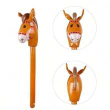 3pcs Expandable Brown Horse Head Sticks, Suitable For Cowboy Themed Birthday Party Decoration, Beach Essentials, Pool Float - Multicolor - View 3