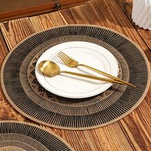 1/2/4/8片装波西米亚风大号圆形棉麻隔热垫，适用于摄影道具 - 黑色 - 查看 6