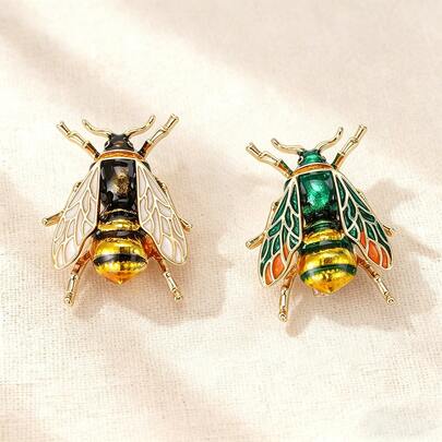 1pc Colorful Bee Shaped Brooch, Animal & Insect Theme, Cute Lapel Pin, Women Clothing Accessory