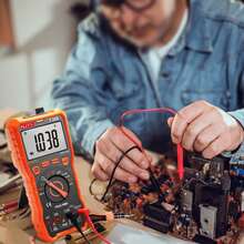 NJTY True Digital Multimeter - Measures Voltage, Current, Resistance, Diode, Continuity, Duty Cycle, Capacitance And Temperature - Ideal For Automotive Use - Orange - View 3