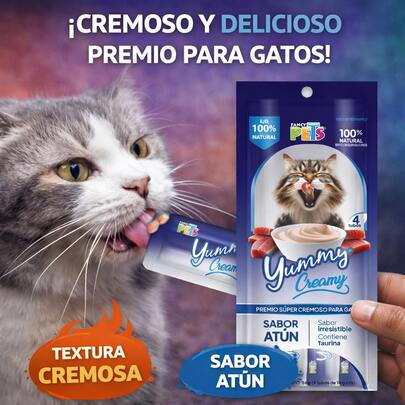 FANCY PETS Premio Para Gatos Sabor Atún Lamible Cremoso Yummy Creamy 4 Tubos