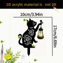 2D 扁平現代風壓克力黑貓燈籠剪影花園裝飾地插 - 附花卉裝飾，地插式，適用於庭院、草坪、居家 - 貓咪裝飾 - A - 查看 3
