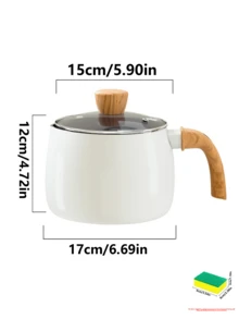 This Japanese-Style Non-Stick Milk Pot Features A Single-Handle And Lid Design, Very Suitable For Single-Serving Use. The Simple Pure White Design Has No Printed Patterns, With Thoughtful Details Such As The Beechwood Lid Handle, Rounded And Smooth Pot Body, And Thickened Composite Bottom. - View 11