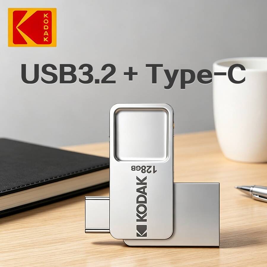 KODAK USB 3.2 Typ-C Flash-enhet 32 GB 64 GB 128 GB Mini Pendrive OTG Metall Flash-disk För Smartphone PC