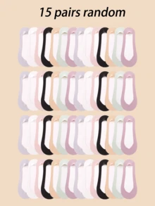 1/5/9/10/15/20/30 Pairs Summer Thin Non-Slip Breathable Ice Silk Pointed Toe Striped Invisible Boat Socks, Can Be Randomly Sent - Multicolor - View 12