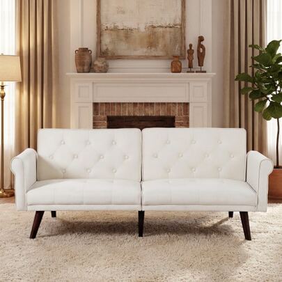 Adjustable Convertible Sofa Bed, Multifunctional Folding Sofa, Convertible Sofa, Adjustable Backrest, Suitable For Living Room And Bedroom, Beige Color.
