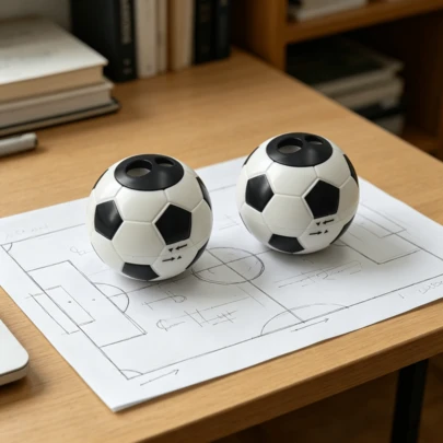 1pc Football Shaped Dual-Hole Pencil Sharpener, Suitable For Thick & Thin Pencils, Creative Football Design Portable Pencil Sharpener 598A