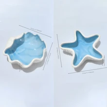Decorative Ceramic Jewelry Tray, Seashell, Starfish Shaped Trinket Dish, Ceramic Ring Earring Holder, Ocean Theme Decor Plate For Rings, Earrings, Necklaces, Bracelets, Watches, Keys, Home Decor For Bathroom, Bedroom, Office Best - 2pcs - View 10