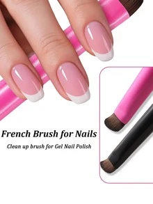 1/2/4pcs 3-In-1 French Nail Brush Set, Angled Nylon Hair Nail Art Brush Suitable For Gel Nails, Home & Salon Manicure Tool - Multicolor - View 5