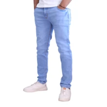 Pantalón Semiskinny de Mezclilla Stretch para Hombre John Silver - Celeste - Ver 4