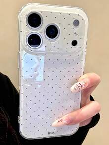 Ốp lưng điện thoại màu hồng dễ thương in họa tiết chấm bi, tương thích với iPhone 17 Pro Max, 17 Pro 17, 16 Pro Max, 16 Pro 16, 15 Pro Max, 15 Pro Max, 15 Pro 15. Ốp mềm bảo vệ camera đáng yêu. - Chấm bi hồng - Xem 1