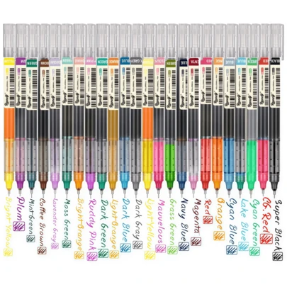 24-Color Direct Liquid Rollerball Pen, Quick-Drying, Large Capacity, Student Needle Pen, Exam Pen, Office Signature Pen(New And Old Labels Will Be Shipped Randomly)