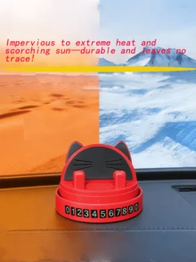 Cute Cat Shaped 360° Rotating Dashboard Phone Holder With Parking Number, Suitable For All Phone Models, Washable And Reusable Sticky Car Phone Holder - A - View 8