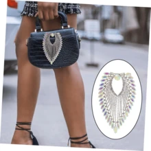 1pc 8.5x13cm Oval Claw Chain Crystal Tassel Decor - Sewing Crystal Applique DIY Craft Bridal Decoration Accessory For Women - Tassel - View 7