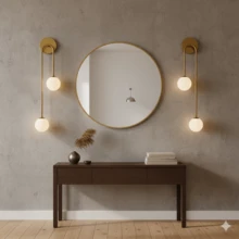 Bộ 2 đèn tường hình cầu đôi đối xứng kiểu Bắc Âu, sử dụng bóng đèn G9, thích hợp cho phòng ngủ, đầu giường, phòng khách, hành lang, lối vào, đèn trang trí (không bao gồm bóng đèn). - Nhiều màu - Xem 1