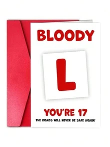 1pc 17th Birthday Card - Bloody L - Funny Learning To Drive Gift Suitable For Teenage Boys, Girls, Son, Daughter, Sibling, Nephew, Niece - View 7