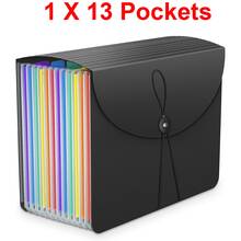 Heavy-Duty Expandable Standing File Organizer With 13/25 Pocket Expandable Plastic File Box Paper/Document/Receipt Manager Folder (A4/Letter Size) Document Bags Folder Holder Big Capacity Durable Document Storage Organizer, File Storage Box BLACK - 13 Bolsillo - Ver 12