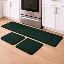 Set Of 3 Non-Slip Kitchen Mats, Low Pile, Washable - Green - View 1