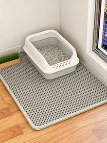 1pc Universal Gray Double-Layer Honeycomb EVA Pet Litter Mat, Anti-Slip Anti-Splash Minimalist Style Pet Supplies For Cats & Dogs - Multicolor - View 8