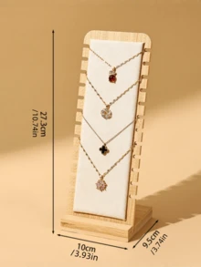 1/2 chiếc Giá trưng bày dây chuyền bằng tre 5 móc, dung tích lớn 10.74" x 3.93" x 3.74", hộp đựng dây chuyền kiểu mở lót nhung tối giản. - Một kích thước phù hợp với tất cả - Xem 2