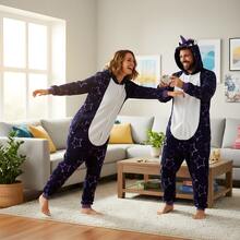 nerd hunters Adult Unicorn Hooded Kigurumi Pajama Suit - Navy Blue - View 9