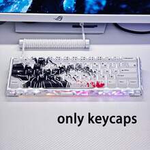 73键黑白冥王哈迪斯死神主题键帽，PBT材质，Cherry MX轴体，热升华工艺，适用于60/65/68键键盘布局，动漫风格 - 查看 2