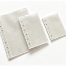 10/20/30 pièces/sac Pochettes plastiques transparentes M5/A6/A7, pages de recharge pour classeur à anneaux, matériau PP de haute qualité. Rangement pour photos K-pop, cartes, photos, documents, monnaie, bijoux et petits articles. Convient pour l'école, les fournitures scolaires, apparence , matériau transparent - Multicolore - Voir 7